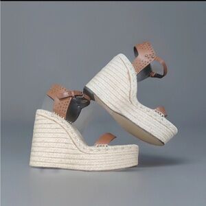 YSL Saint Laurent Women's Espadrille
Woven Leather Wedge Sandals Sz 41 Sz10-10.5